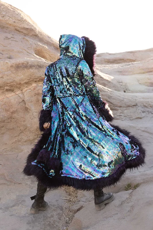 Women's Sequin Temptress Coat in ""Purple Peacock""