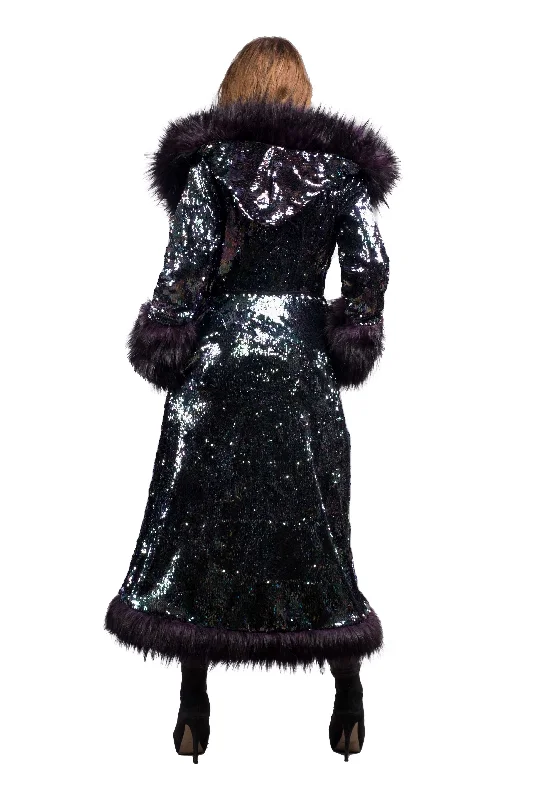 Women's Sequin Temptress Coat in ""Purple Peacock""