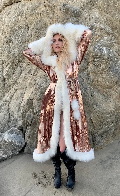 Women's Sequin Temptress Coat in ""Rose Gold""