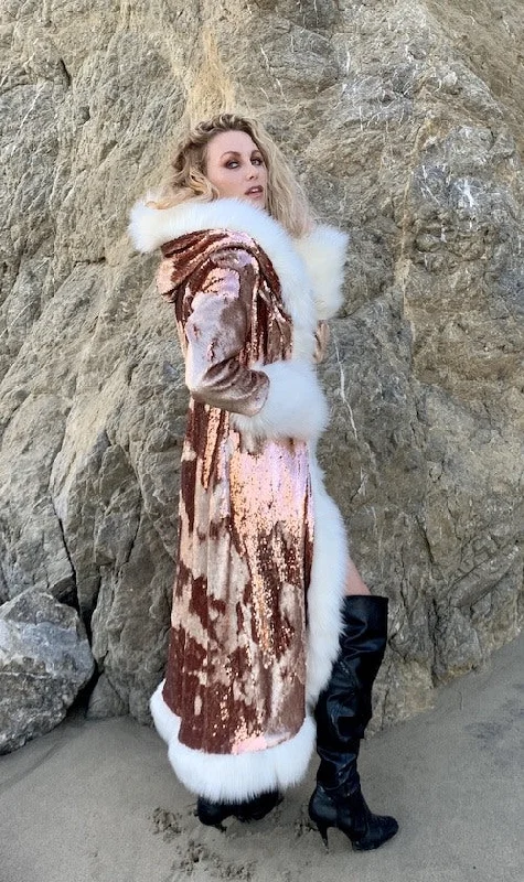 Women's Sequin Temptress Coat in ""Rose Gold""