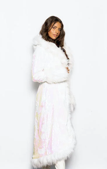 Women's Sequin Temptress Coat in ""White Iridescent""