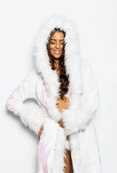 Women's Sequin Temptress Coat in ""White Iridescent""