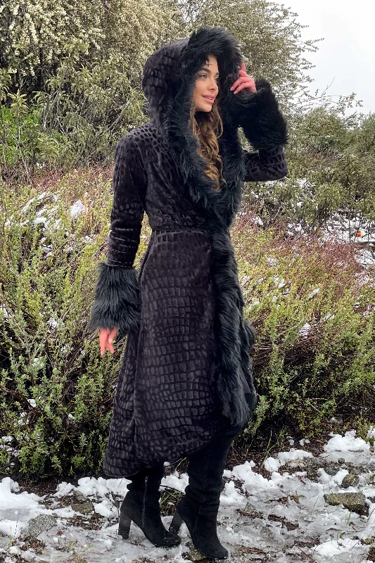 Women's Temptress Coat in ""Black Crocodile""