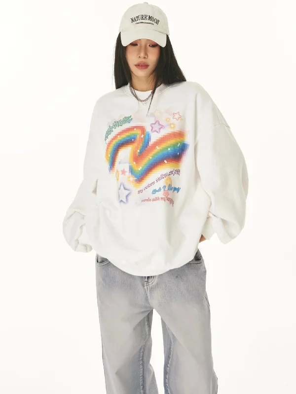 ZEROCIRCLE Rainbow Graphic Image Print Long Sleeve Sweatshirt