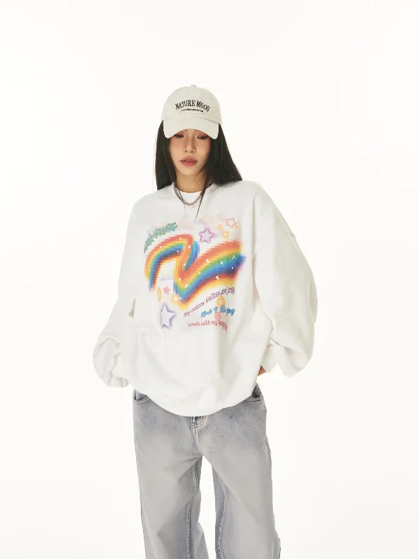 ZEROCIRCLE Rainbow Graphic Image Print Long Sleeve Sweatshirt