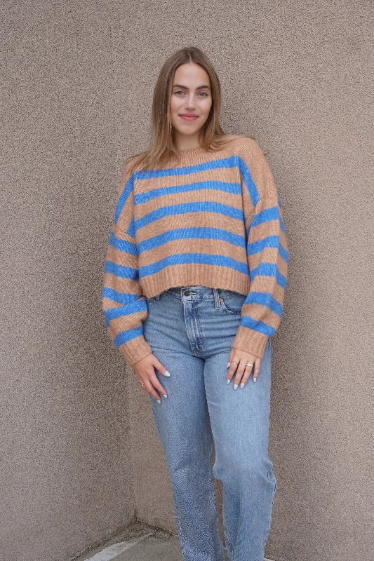 Aya Boatneck Sweater-Blue- Only