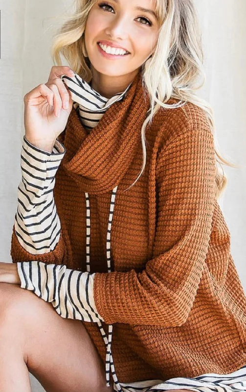 Rust & Striped Waffle Long Sleeve