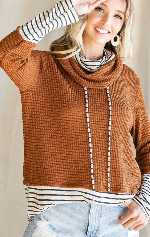 Rust & Striped Waffle Long Sleeve