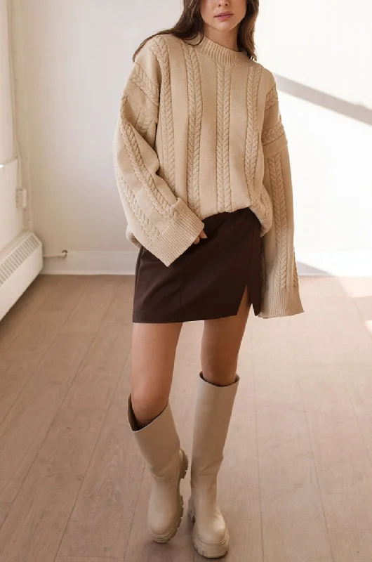 Seomi | Beige Oversized Knit Sweater