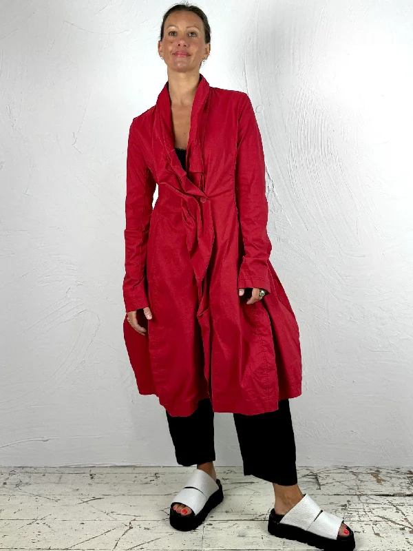 Fitted Midi Jacket Coat in Chilli or Grey