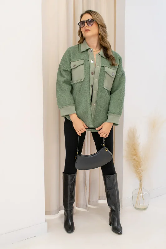 NEW GABI SUEDE SHERPA COAT (SAGE)