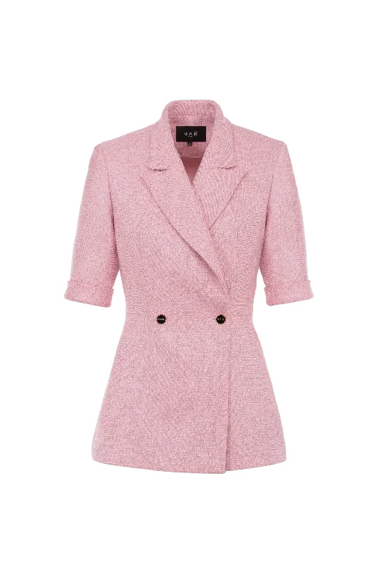 Veste Assurance à manches courtes en tweed rose